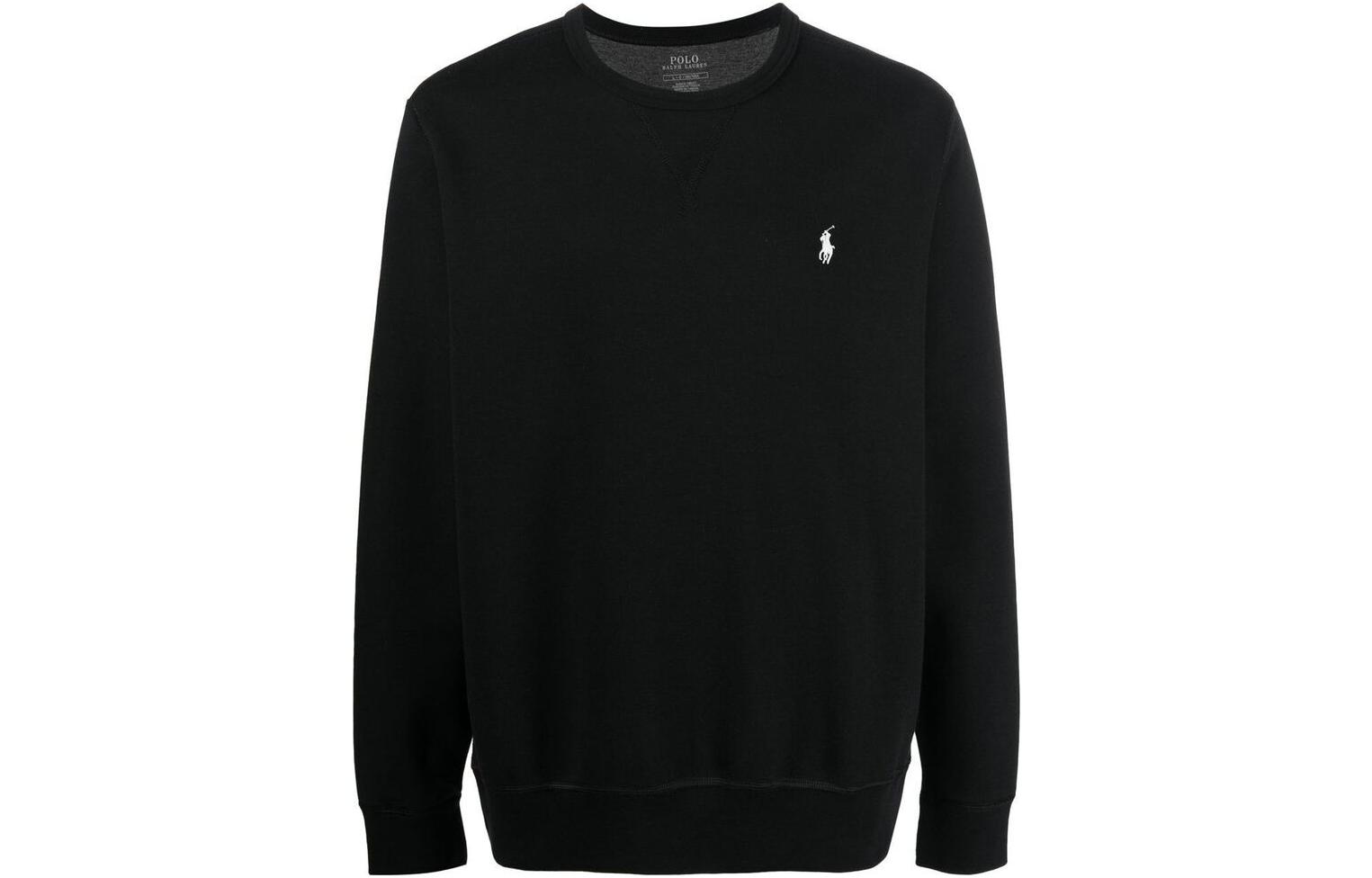 Ralph Lauren FW22 Black Crewneck Sweatshirt with Embroidered Logo 710881519-003
