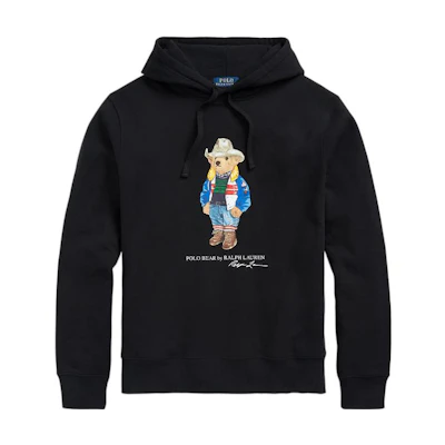 Ralph Lauren FW22 Black Hoodie with Cartoon Bear Print for Men MNPOKNI16822455-001