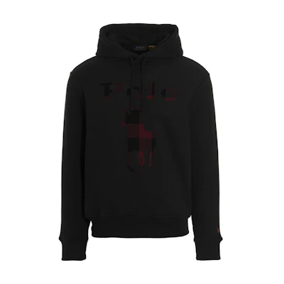 Ralph Lauren FW22 Black Logo Print Casual Hoodie 710881816-001
