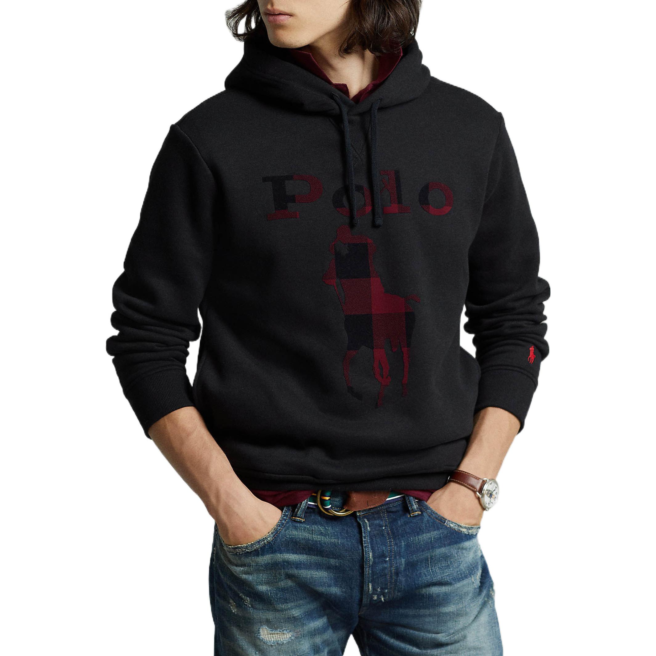 Shop Ralph Lauren FW22 黑色印花休閒連帽衫 710881816-001