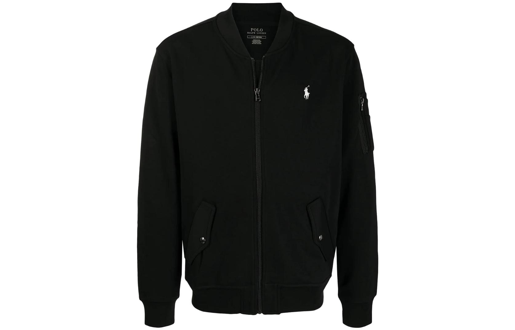 Ralph Lauren FW22 Black Long-Sleeve Jacket with Embroidered Logo 710849528001BLACK