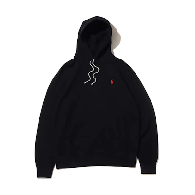 Ralph Lauren FW22 Black Oversized Hoodie with Logo Embroidery KNI16820352-001