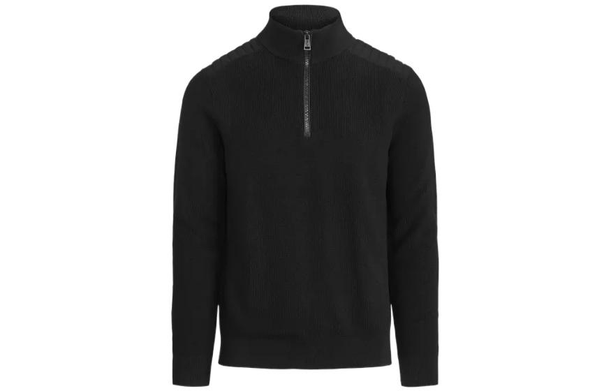 Ralph Lauren FW22 Black Quarter-Zip Wool Sweatshirt 1C020003-001