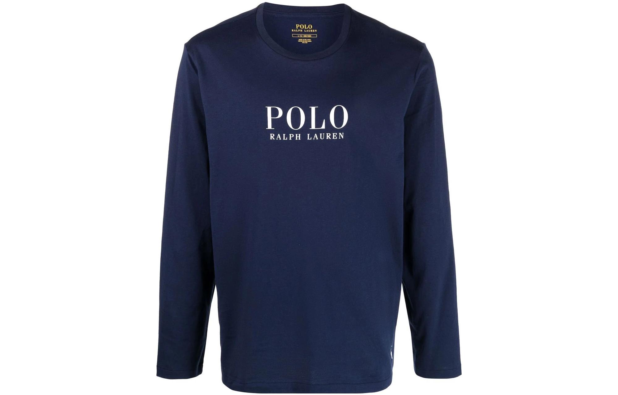 Ralph Lauren FW22 Blue Crewneck Sweatshirt with Logo Print 714862600-003