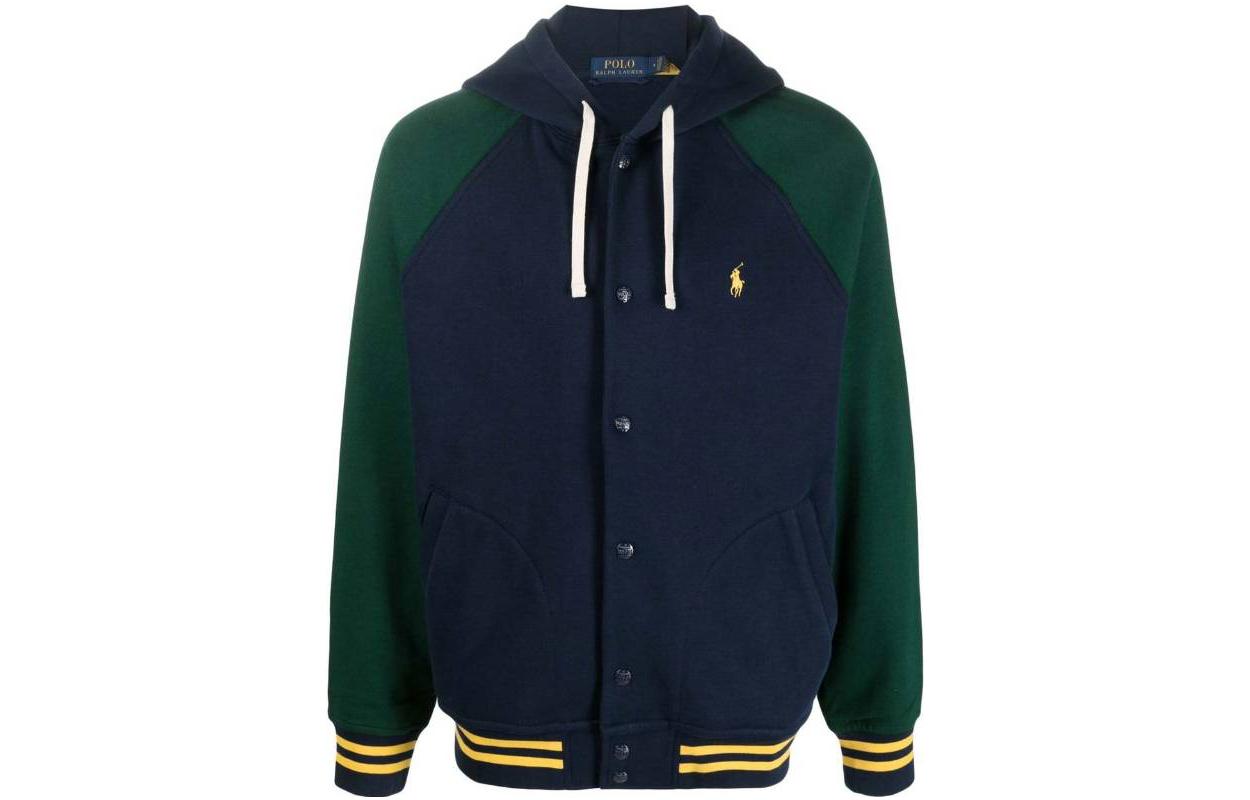 Ralph Lauren FW22 Blue Fleece Hoodie Jacket with Logo Embroidery for Men 710850315-002