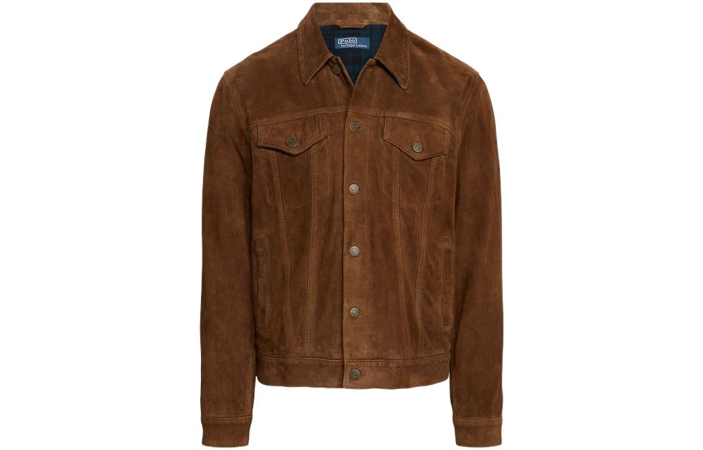 Ralph Lauren FW22 Brown Solid Color Patchwork Single-Breasted Jacket Men 16020966-200