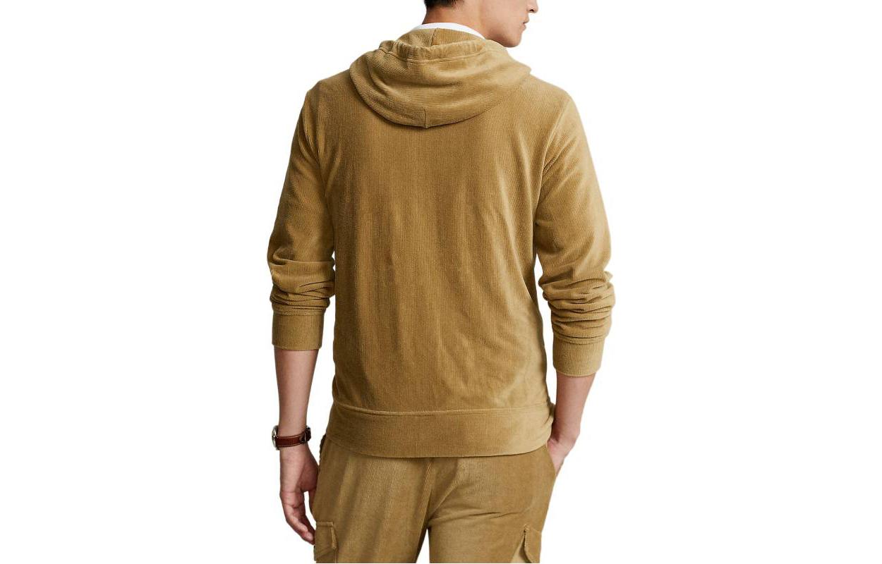 Lookbook Ralph Lauren FW22 棕色刺繡標誌拉鍊連帽外套 710877154-002