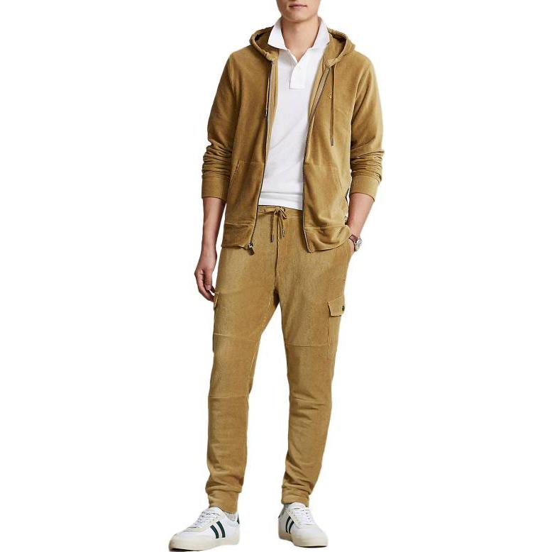 Shop Ralph Lauren FW22 棕色刺繡標誌拉鍊連帽外套 710877154-002