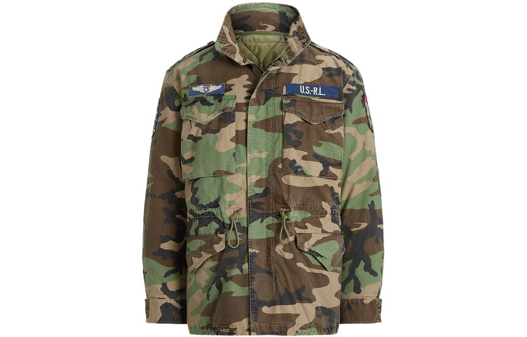 Ralph Lauren FW22 Camo Logo Patch Stand Collar Zip Jacket Multicolor Jacket MNPOOTW16020946-300