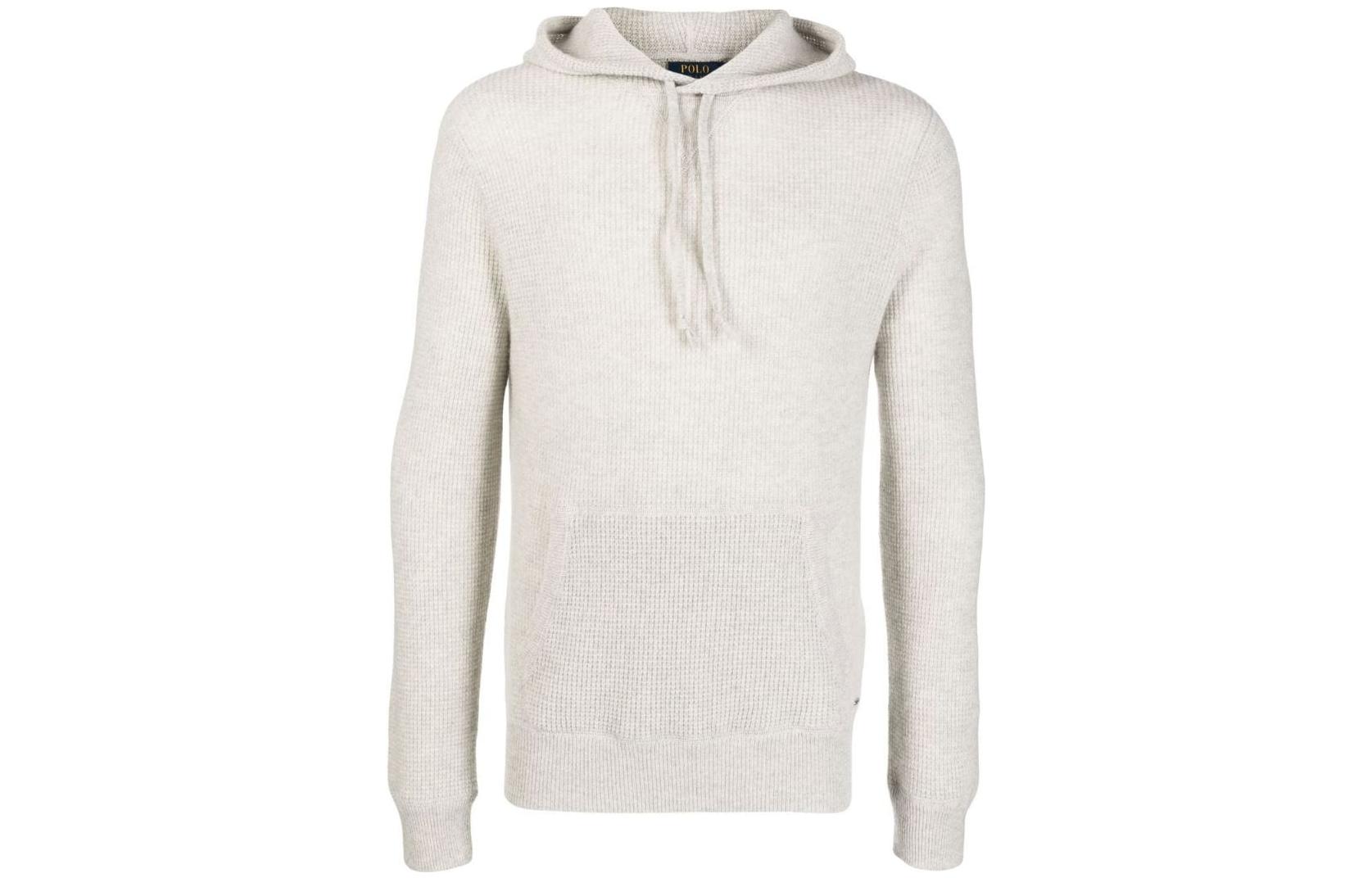 Ralph Lauren FW22 Cashmere Drawstring Hoodie Light Grey 710810821008LT
