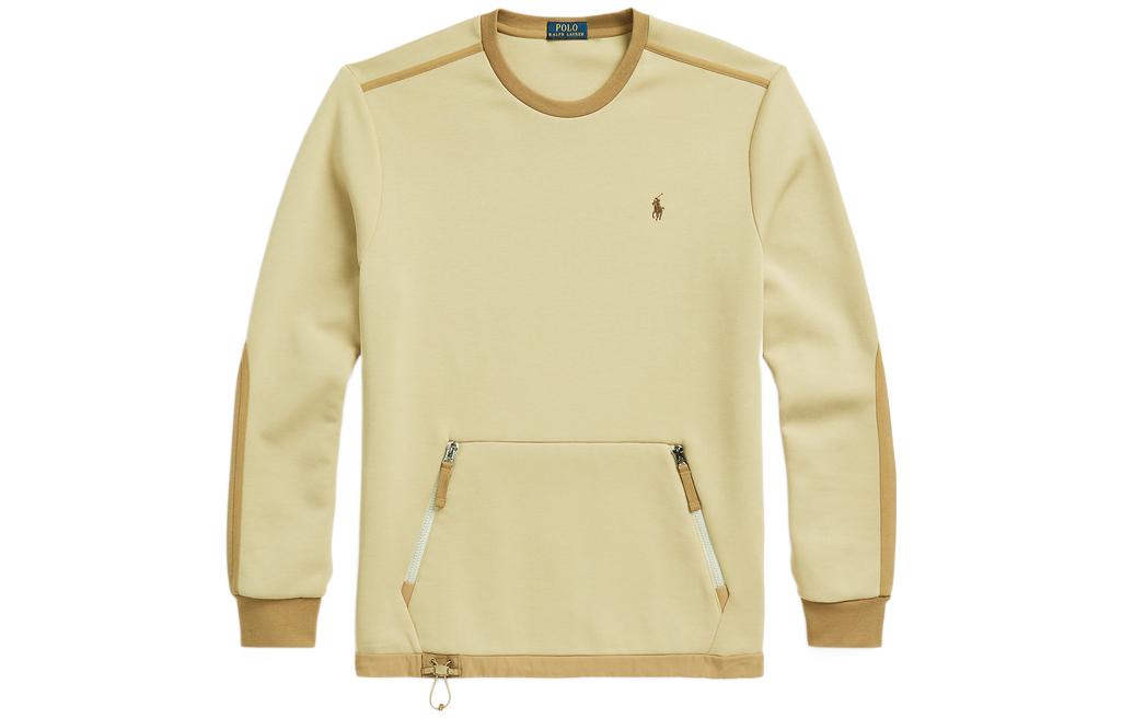 Ralph Lauren FW22 Colorblock Crewneck Loose Fit Long Sleeve Sweatshirt Beige Men MNPOKNI16822501