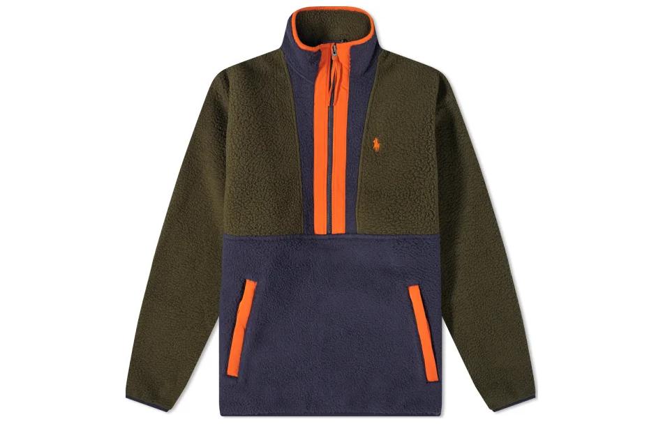 Ralph Lauren FW22 Colorblock Half-Zip Pullover Sweatshirt Dark Teal 710850406002