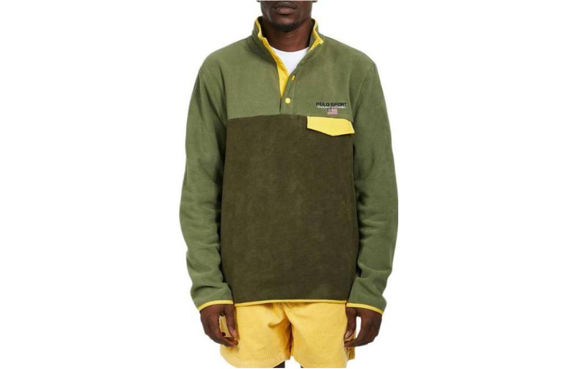 Ralph Lauren FW22 Colorblock Half-Zip Pullover Sweatshirt Men’s Green 710880640-002