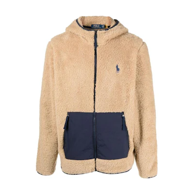 Ralph Lauren FW22 Colorblock Hoodie Zip Jacket Khaki Mens 710880752003003