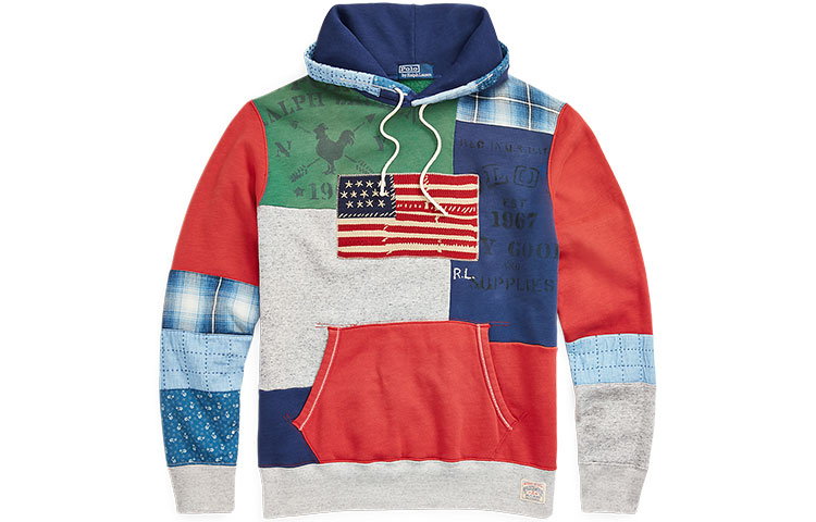 Ralph Lauren FW22 Colorblock Print Drawstring Hoodie Multicolor MNPOKNI16822209-020