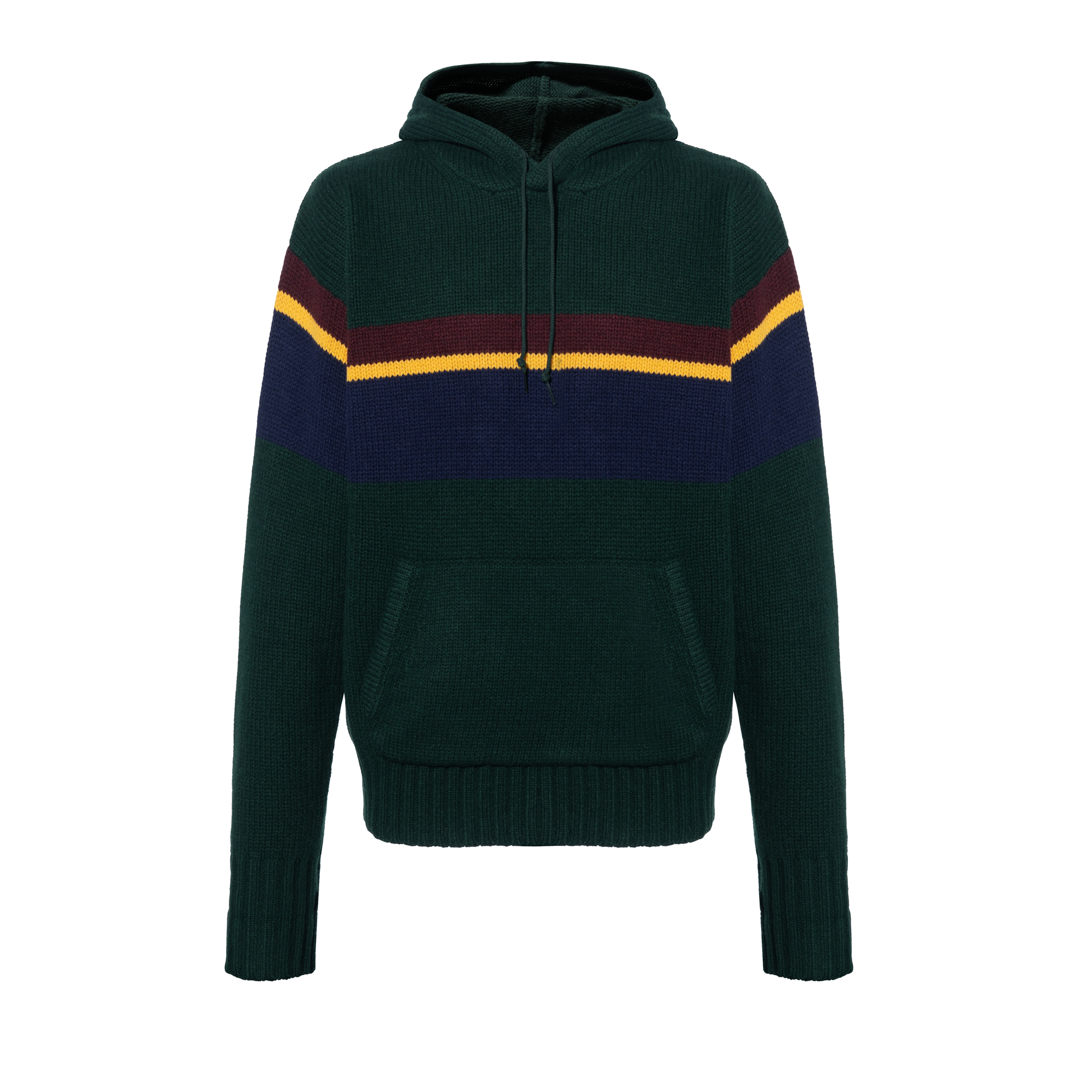 Ralph Lauren FW22 Colorblock Striped Knit Hoodie Green 710881054001001