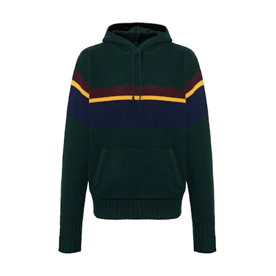 Ralph Lauren FW22 Colorblock Striped Knit Hoodie Green 710881054001001