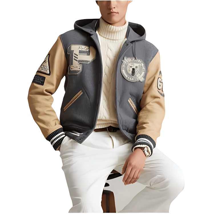 Ralph Lauren FW22 Colorblock Zip-Up Hoodie Jacket Grey MNPOOTW16020997