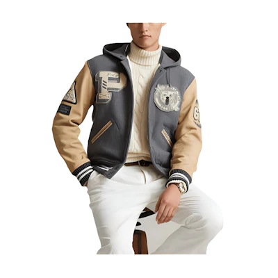 Ralph Lauren FW22 Colorblock Zip-Up Hoodie Jacket Grey MNPOOTW16020997