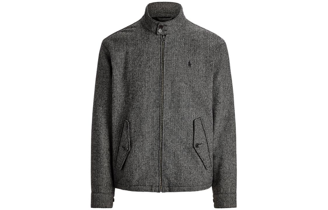 Ralph Lauren FW22 Dark Gray Embroidered Pony Stand Collar Jacket MNPOOTW16020970-001