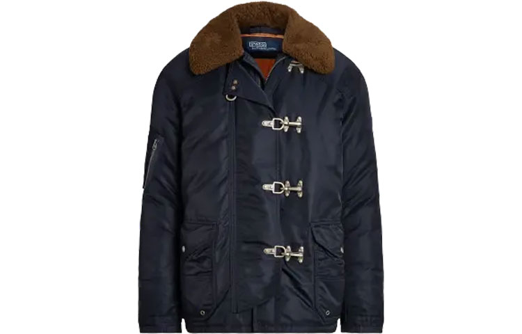 Ralph Lauren FW22 Down Jacket with Fur Collar Navy Blue MNPOOTW16021022-410