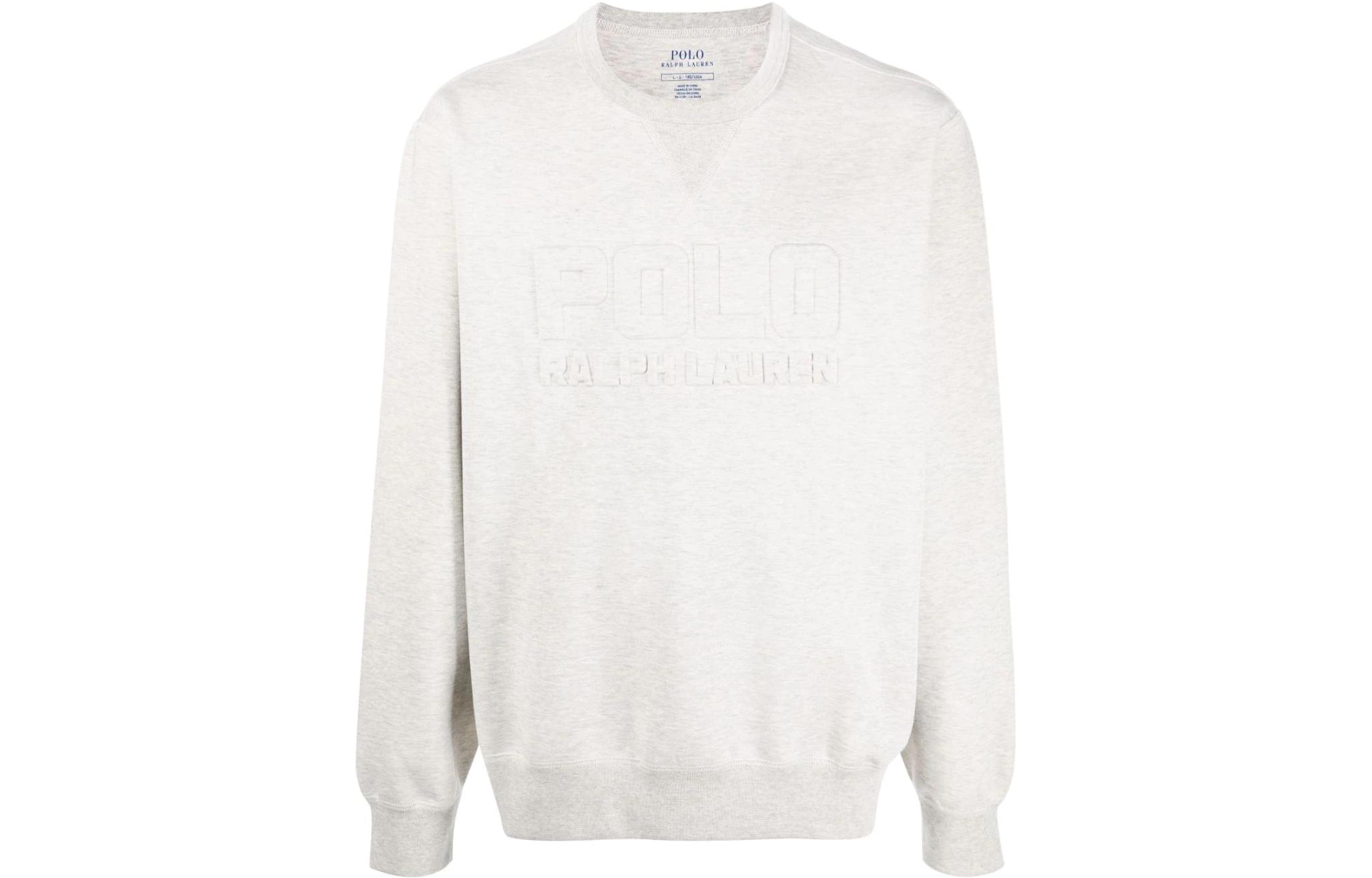 Ralph Lauren FW22 Embossed Logo Crewneck Sweatshirt Grey - 710859285-002