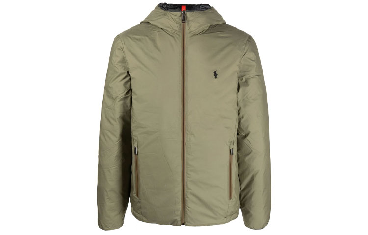 Ralph Lauren FW22 Embroidered Logo Reversible Zip Hoodie Jacket Green Men 710877354-002