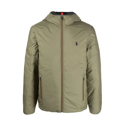 Ralph Lauren FW22 Embroidered Logo Reversible Zip Hoodie Jacket Green Men 710877354-002