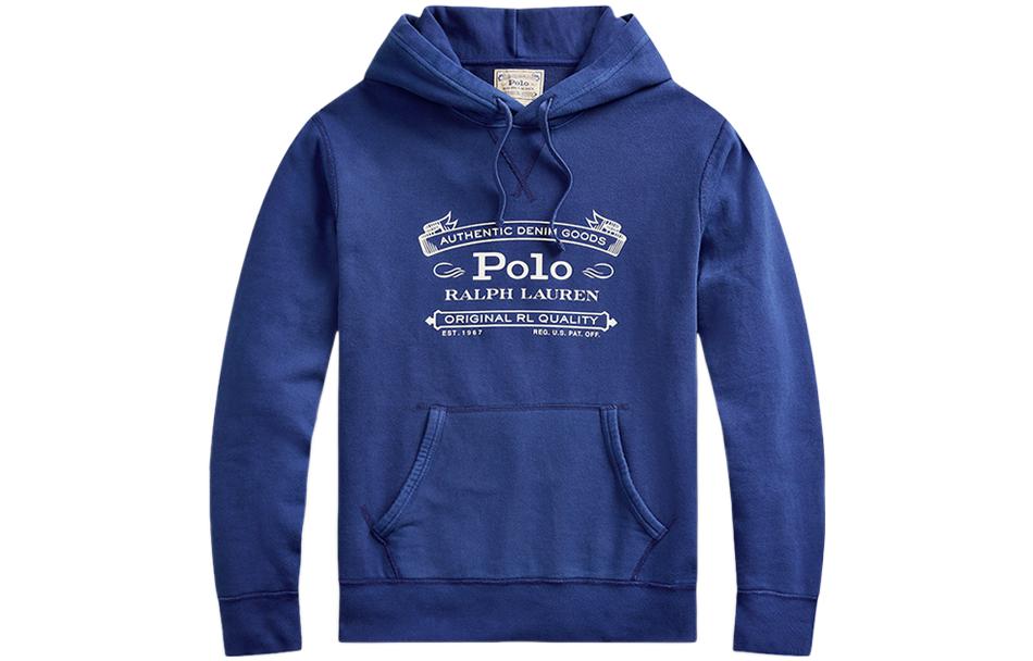 Ralph Lauren FW22 Fleece Pattern Hoodie Blue MNPOKNI16820401-410