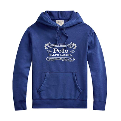 Ralph Lauren FW22 Fleece Pattern Hoodie Blue MNPOKNI16820401-410