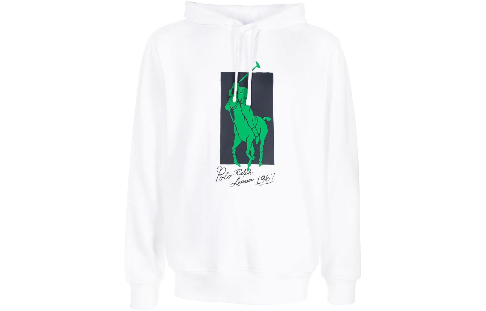 Ralph Lauren FW22 Graphic Print Hoodie White Pullover Sweatshirt 710857313002 圖 2