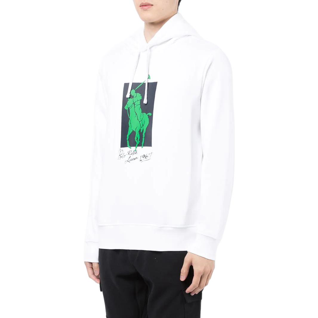 Ralph Lauren FW22 Graphic Print Hoodie White Pullover Sweatshirt 710857313002 圖 5