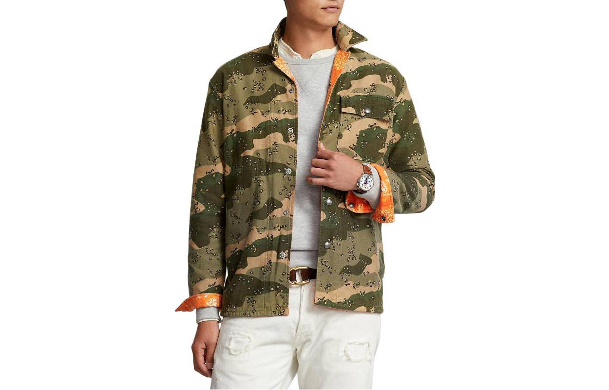 Ralph Lauren FW22 Green Camo Reversible Single-Breasted Jacket 710880646-001