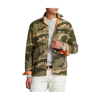 Ralph Lauren FW22 Green Camo Reversible Single-Breasted Jacket 710880646-001