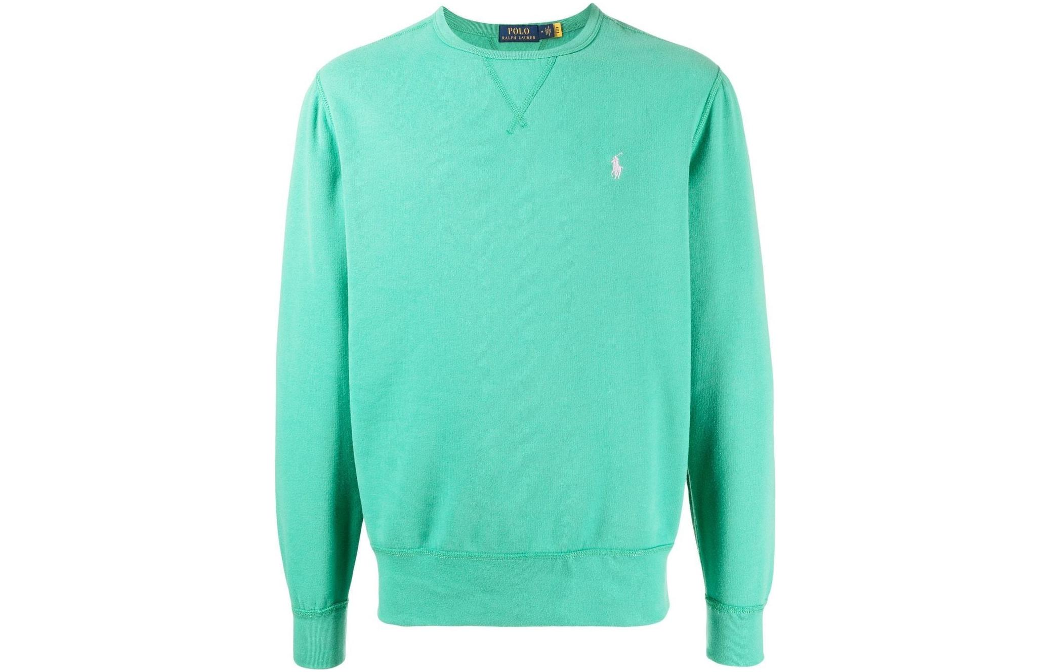 Ralph Lauren FW22 Green Crewneck Sweatshirt with Embroidered Logo 710766772-034