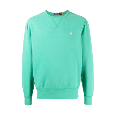 Ralph Lauren FW22 Green Crewneck Sweatshirt with Embroidered Logo 710766772-034