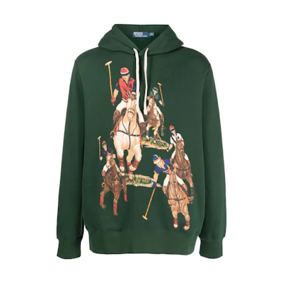 Ralph Lauren FW22 Green Drawstring Hoodie with Graphic Print - 710880821-001