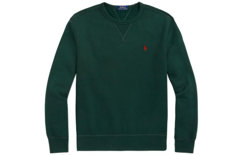 Ralph Lauren FW22 Green Logo Embroidered Crewneck Sweatshirt for Men MNPOKNI16822187-300