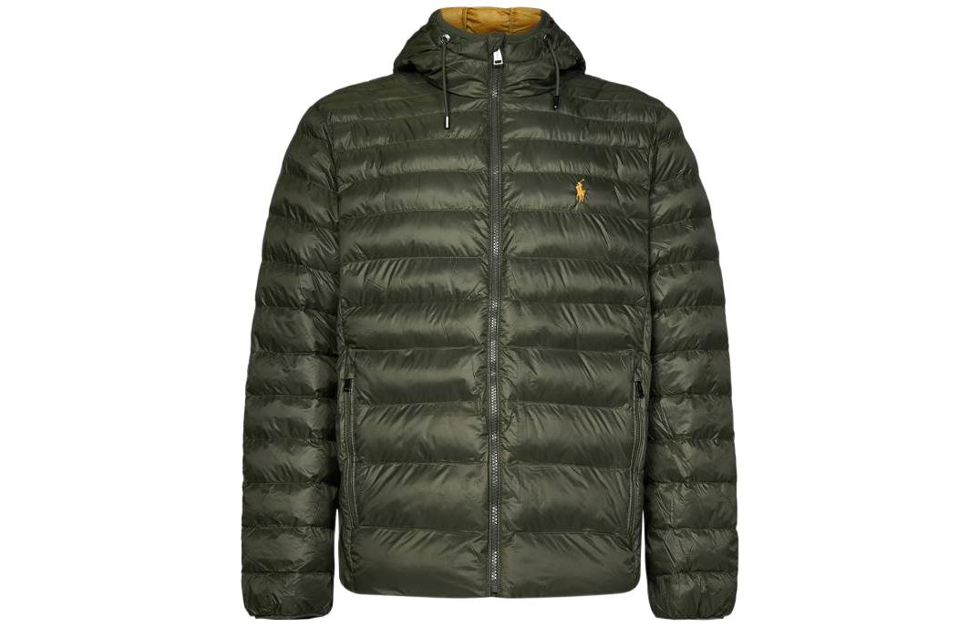 Ralph Lauren FW22 Green Quilted Embroidered Logo Bomber Jacket for Men 710847097-007