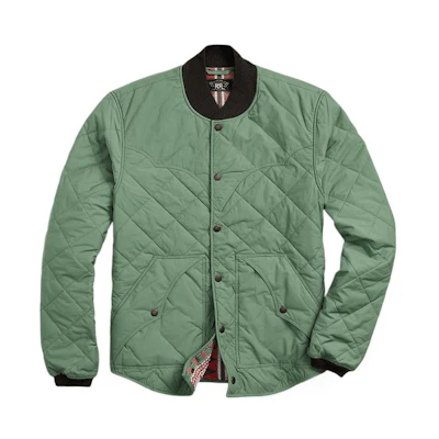 Ralph Lauren FW22 Green Solid Color Baseball Collar Jacket Men Long Sleeve MNRROTW16020097-400