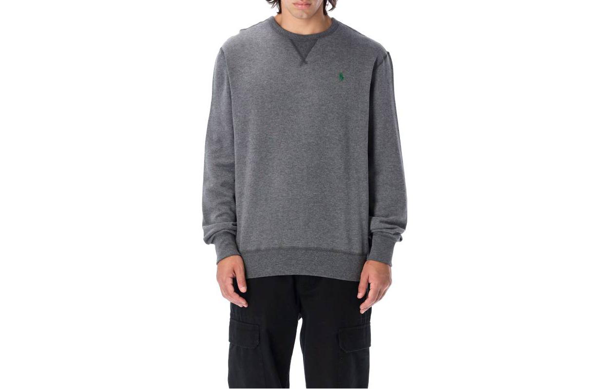 Ralph Lauren FW22 Grey Crewneck Sweatshirt with Embroidered Logo 710766772-039