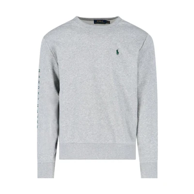 Ralph Lauren FW22 Grey Embroidered Logo Crewneck Sweatshirt Long Sleeve 710860830-002