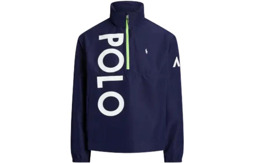 Ralph Lauren FW22 Half-Zip Jacket with Logo Print Blue Outerwear MNPOOTW16021027-410
