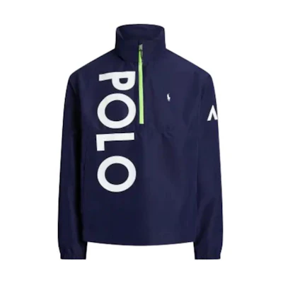 Ralph Lauren FW22 Half-Zip Jacket with Logo Print Blue Outerwear MNPOOTW16021027-410