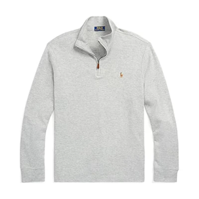 Ralph Lauren FW22 Half-Zip Knit Sweatshirt with Pony Logo Embroidery Grey Mens 710743633-003