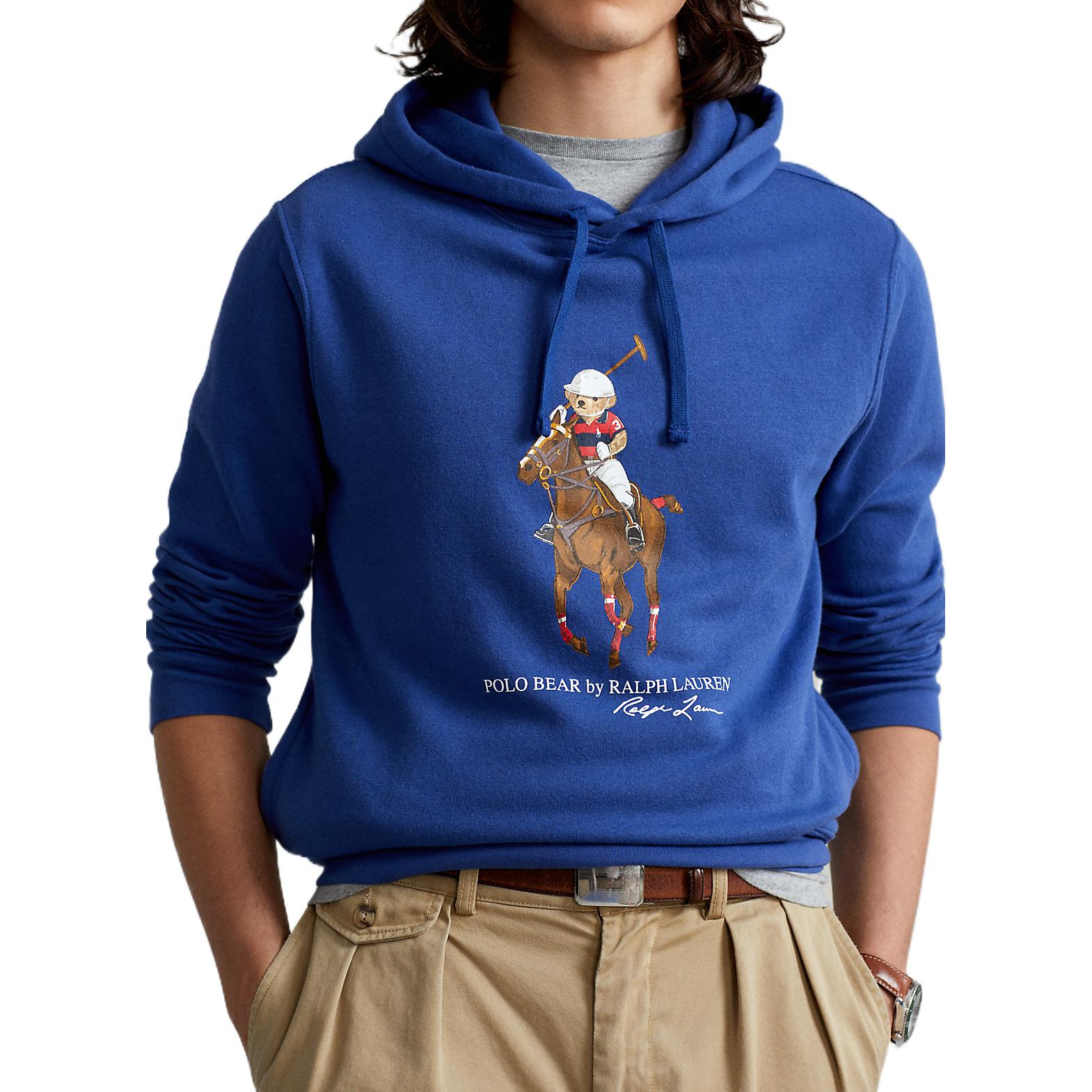 Shop Ralph Lauren FW22 Ikonik Bear Grafik Sweatshirt Biru Lelaki MNPOKNI16821526-400
