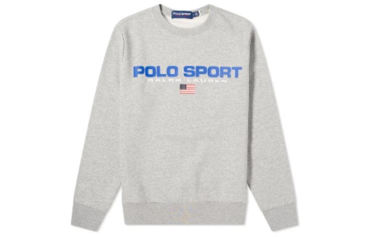 Ralph Lauren FW22 Letter Logo Print Crewneck Pullover Sweatshirt Grey Mens 710835770-003