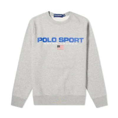 Ralph Lauren FW22 Letter Logo Print Crewneck Pullover Sweatshirt Grey Mens 710835770-003