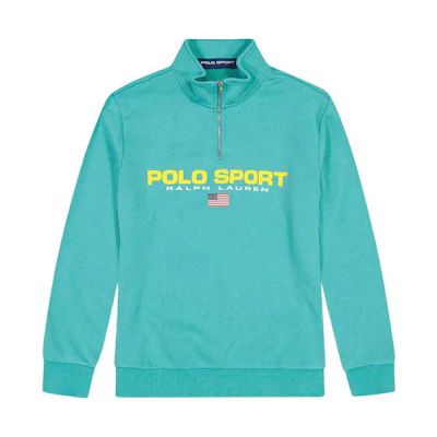 Ralph Lauren FW22 Letter Print Half-Zip Sweatshirt Light Green 710880522-002