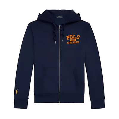 Ralph Lauren FW22 Letter Print Zip Hoodie Navy Blue MNPOKNI16822185-410